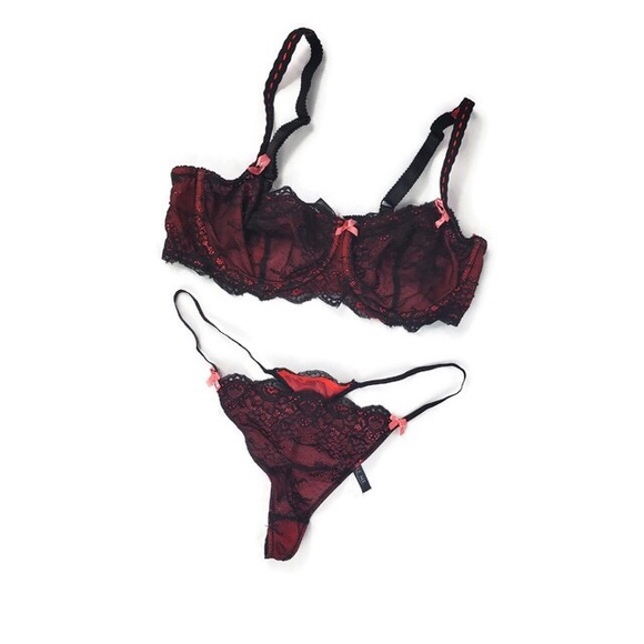 Adore Me Other - Adore Me - set laced up red bra and thong